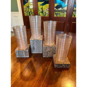 Pink Ribbed Vintage Glass Tumblers.